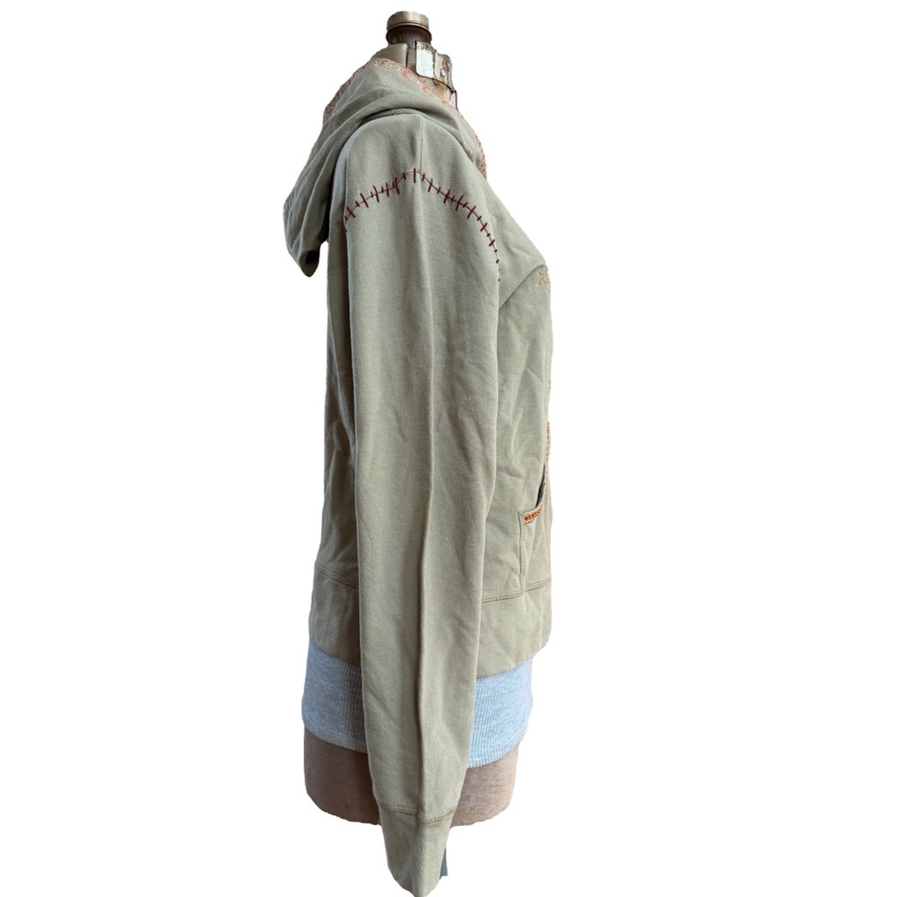 Embroidered Embellished Lightweight Zip Up Jacket With Hood Pockets - Picture 3 of 11